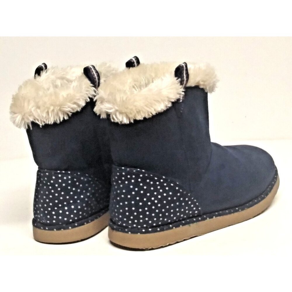 Cat And jack Winter Boots Girls Size 4 faux fur faux suede-like upper blue EUC